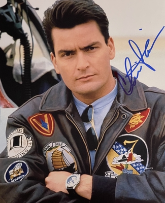 Smudged Charlie Sheen Signed with #99 Inscription Skull & Crossbones — HG