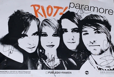 Paramore Brand New Eyes 20x25 Custom Framed Poster Display Signed by (5)  with Hayley Williams, Josh Farro, Taylor York, Jeremy Davis (JSA)